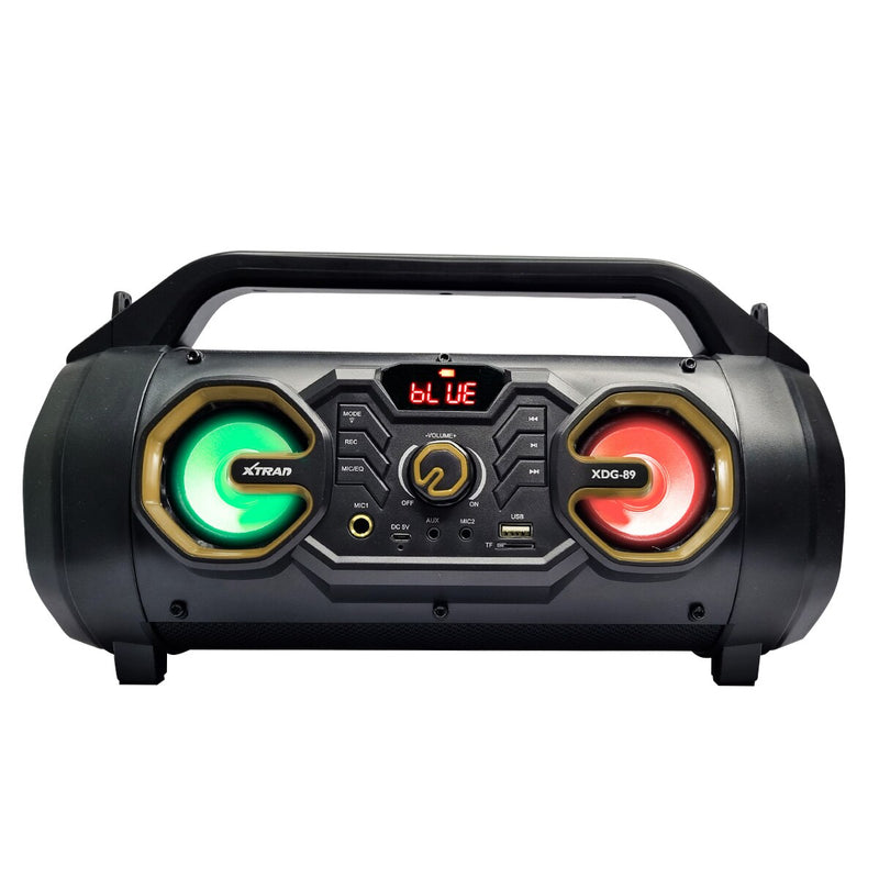 Caixa de Som Bluetooth Portátil Potente com Iluminação RGB LED Bazuk, Microfone e Controle XDG-89