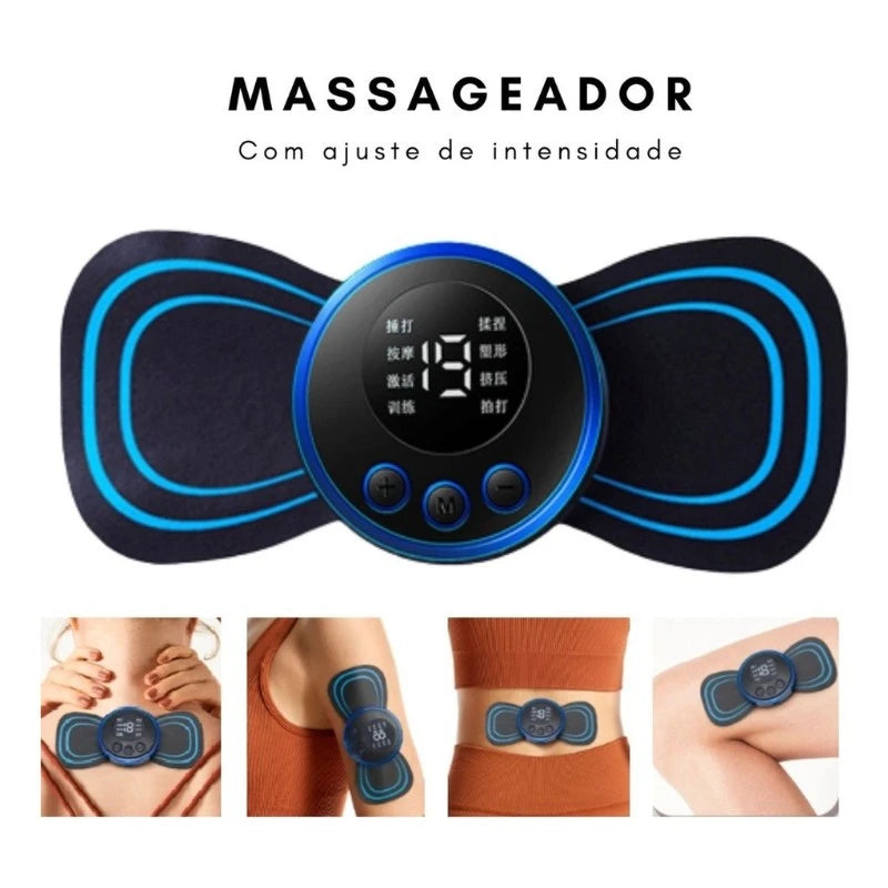 Mini Massageador com 19 Níveis de Intensidade - Alívio Portátil para Dores Musculares