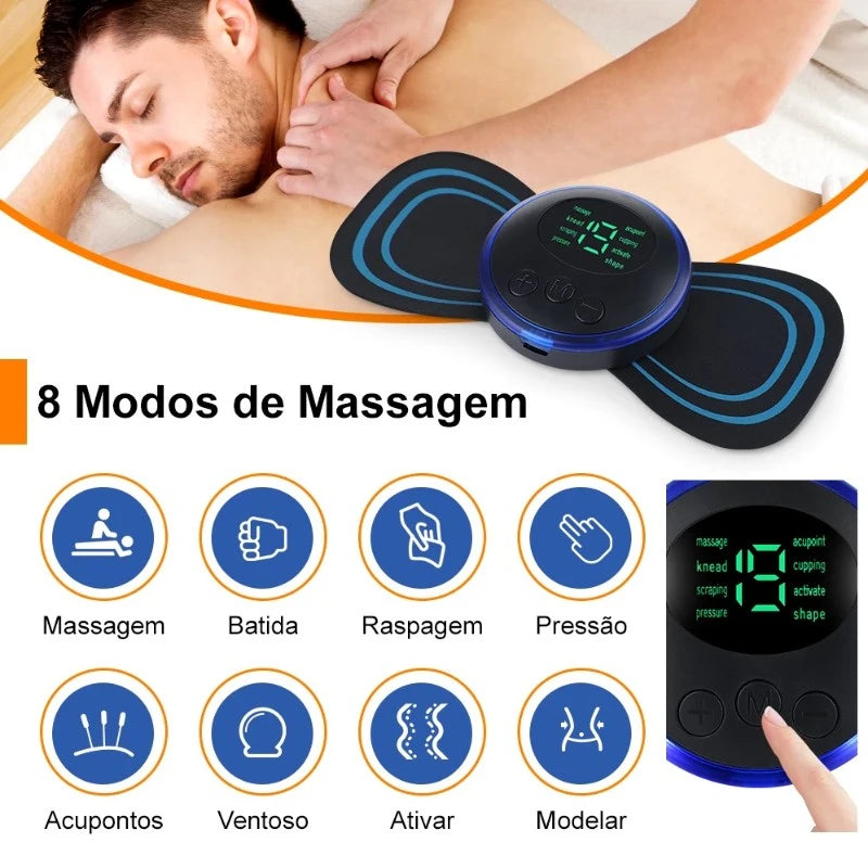 Mini Massageador com 19 Níveis de Intensidade - Alívio Portátil para Dores Musculares