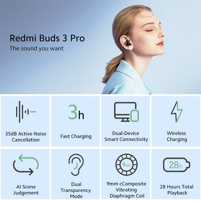 Xiaomi Redmi Airdots 3 Pro com Bluetooth 5.2 e Microfone